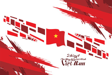 Translate: September 2, Happy National day of Vietnam. Happy National day vector illustration. Suitable for greeting card, poster and banner.