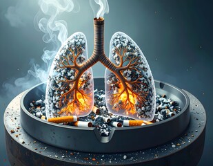 dangers of smoking illustration - cigarettes and lungs