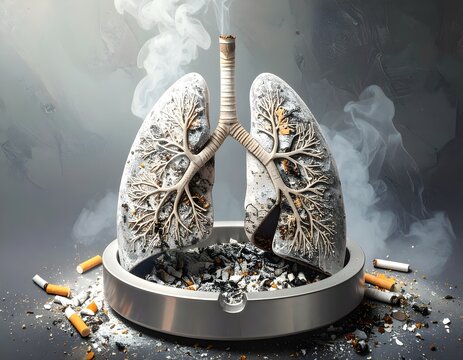 dangers of smoking illustration - cigarettes and lungs