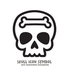 Skull and Bone Icon Symbol Vector Illustration in Black and White