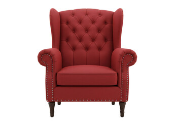 Isolated Vintage Red Armchair for Interior Design, Comfortable and Elegant Style Furniture