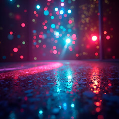 Multicolor Disco Light Reflections on Abstract Surface