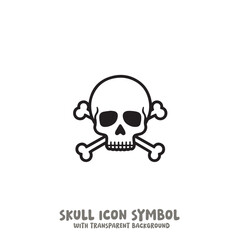 Skull and Bone Icon Symbol Vector Illustration in Black and White