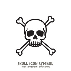 Skull and Bone Icon Symbol Vector Illustration in Black and White