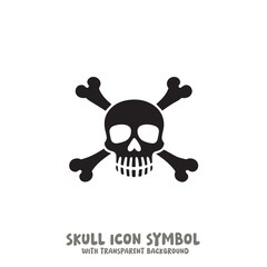 Skull and Bone Icon Symbol Vector Illustration in Black and White