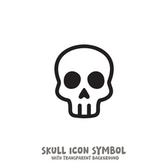 Skull and Bone Icon Symbol Vector Illustration in Black and White