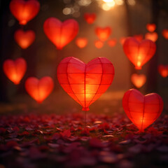 red hearts background