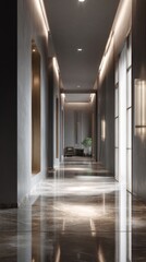 Modern Minimalist Office Corridor with LED Lighting