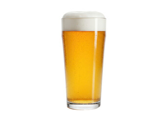 Isolated glass of blond beer with foamy head, refreshingly light and crisp drink