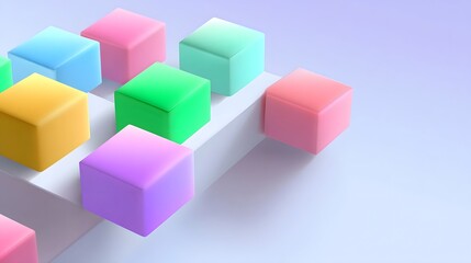 Obraz premium Colorful geometric cubes arranged in a minimalist composition.