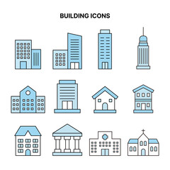 건물 도시 건축 마을 아파트 학교 병원 라인 아이콘
