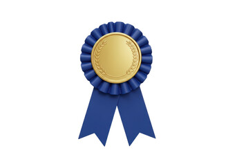 Isolated Achievement Award Rosette in Blue and Gold for Honor Victory and Success