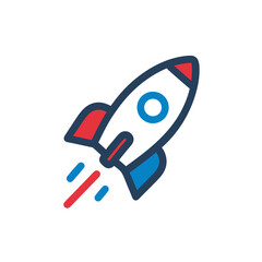 hand drawn vector illustration of a cartoon rocket