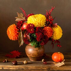 Autumn Floral Arrangement Still Life