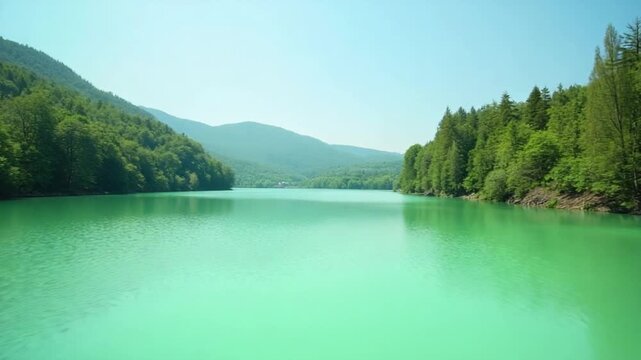 The green saline lake, natural lake background.