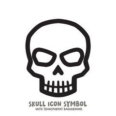 Skull Icon Symbol Vector Illustration in Black and White