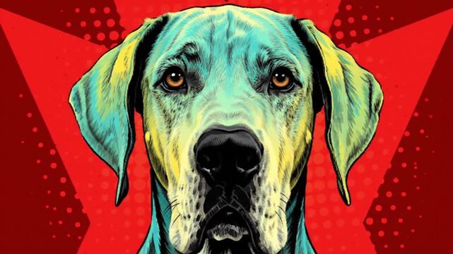 bold colorful great dane dog illustration