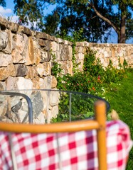 Backyard Stone Wall & Picnic