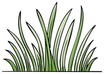 Cartoon illustration of vibrant green grass with black outlines and shadows