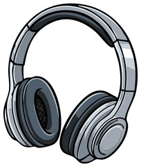 Modern gray over-ear headphones with thick padded earcups and adjustable headband