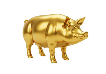 Isolated golden pig statue, symbol of wealth and prosperity, for Chinese New Year gift