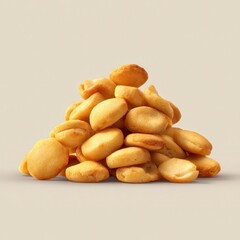 Fototapeta premium Pristine, crisp golden-brown oyster crackers piled on a clean transparent studio background with diffused lighting, ultra-photorealistic commercial product shot concept.