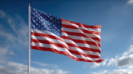 Obraz premium american flag against blue sky.
