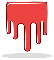 Obraz premium Red liquid dripping from a flat surface with a stylized cartoon effect
