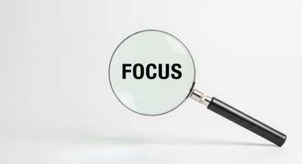 Magnifying glass displays "FOCUS" against a plain background