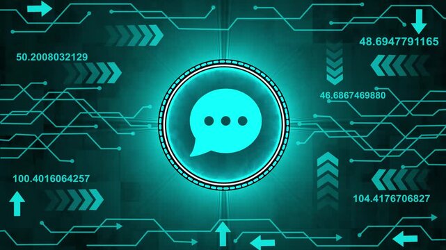 Message chat box icon animation on black background. Chat icon, chat sign vector for web site Computer and mobile app. Message bubble. Receive message. 4k render video animation.