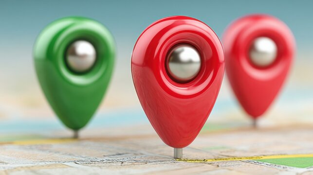 A detailed map displaying three red and green pins representing pension fund allocation in a clean grid layout