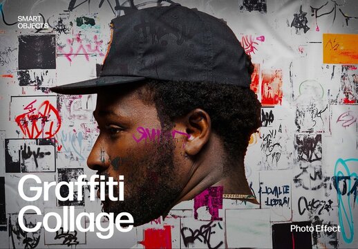 Urban Grunge Graffiti Collage Photo Effect Template & Street Art Spraypaint Tag Texture Overlay