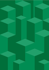 Retro geometric seamless pattern creating a 3D illusion with colorful isometric cubes