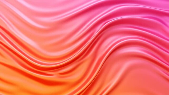 Abstract Pink and Orange Silk Waves - Smooth, flowing waves of pink and orange silk fabric create a soft, abstract background.