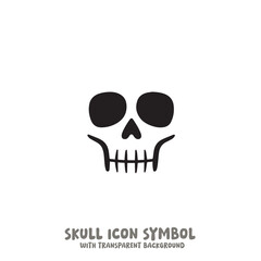 Skull Icon Symbol Vector Illustration in Black and White