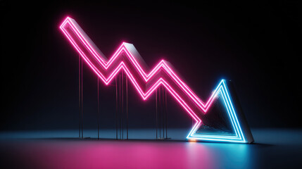 neon arrow flickering and partially unlit pointing downward failing market sign retro style illustration concept scene visual for commercial design use high detail quality stock image illustration con