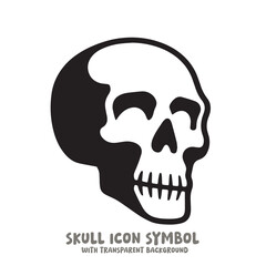 Skull Icon Symbol Vector Illustration in Black and White