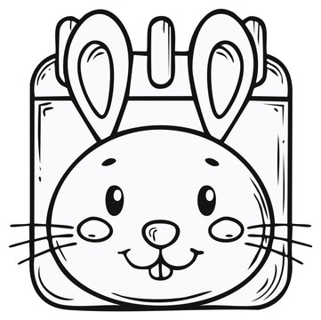 bunny calendar cartoon black and white clip art preview