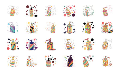 Obraz premium Colorful Medical and Healthcare Vector Illustration Set – Prescription, Microscope, DNA, Lungs, Test Tube, Bandage, Syringe, and Hospital Equipment Icons on White Background