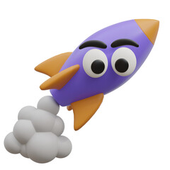 3D rocket spacecraft ready for launch