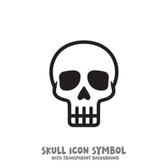 Skull Icon Symbol Vector Illustration in Black and White