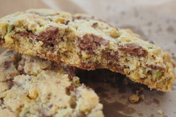 Delicious cookie with chocolate chunks and nuts