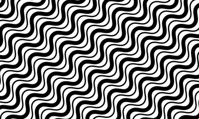 Seamless diagonal wavy line pattern in black and white. vintage background.