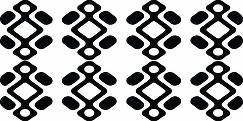 Abstract geometric pattern with repeating diamond and oval shapes in black and white