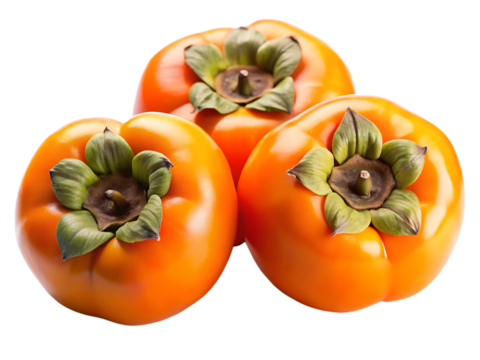 ripe persimmons  isolated on white background ,PNG.AI Generated.