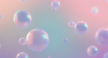 Ethereal Spheres: Iridescent Bubbles Floating in Dreamy Pastel Gradient