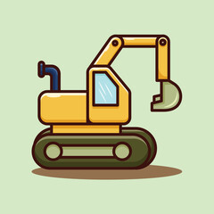 Cute colored cartoon vector illustration of a excavator for poster, banner, cover, sticker