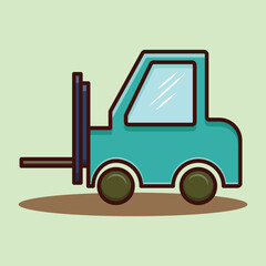 Cute colored cartoon vector illustration of a forklift for poster, banner, cover, sticker