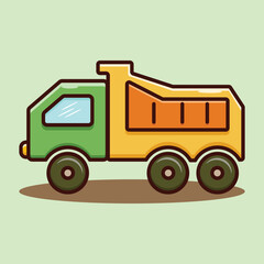 Cute colored cartoon vector illustration of a dump truck or garbage truck for poster, banner, cover, sticker