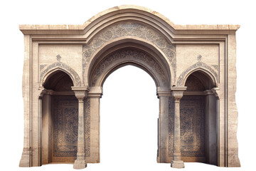 Obraz premium Eastern ancient Arab arch entrance showcases detailed craftsmanship and historical significance, inviting exploration and appreciation of architectural beauty in a gigapixel format